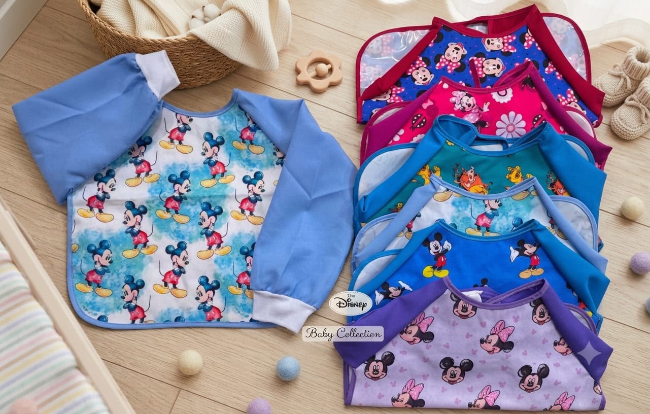 Set de 3 baberos con manga Disney