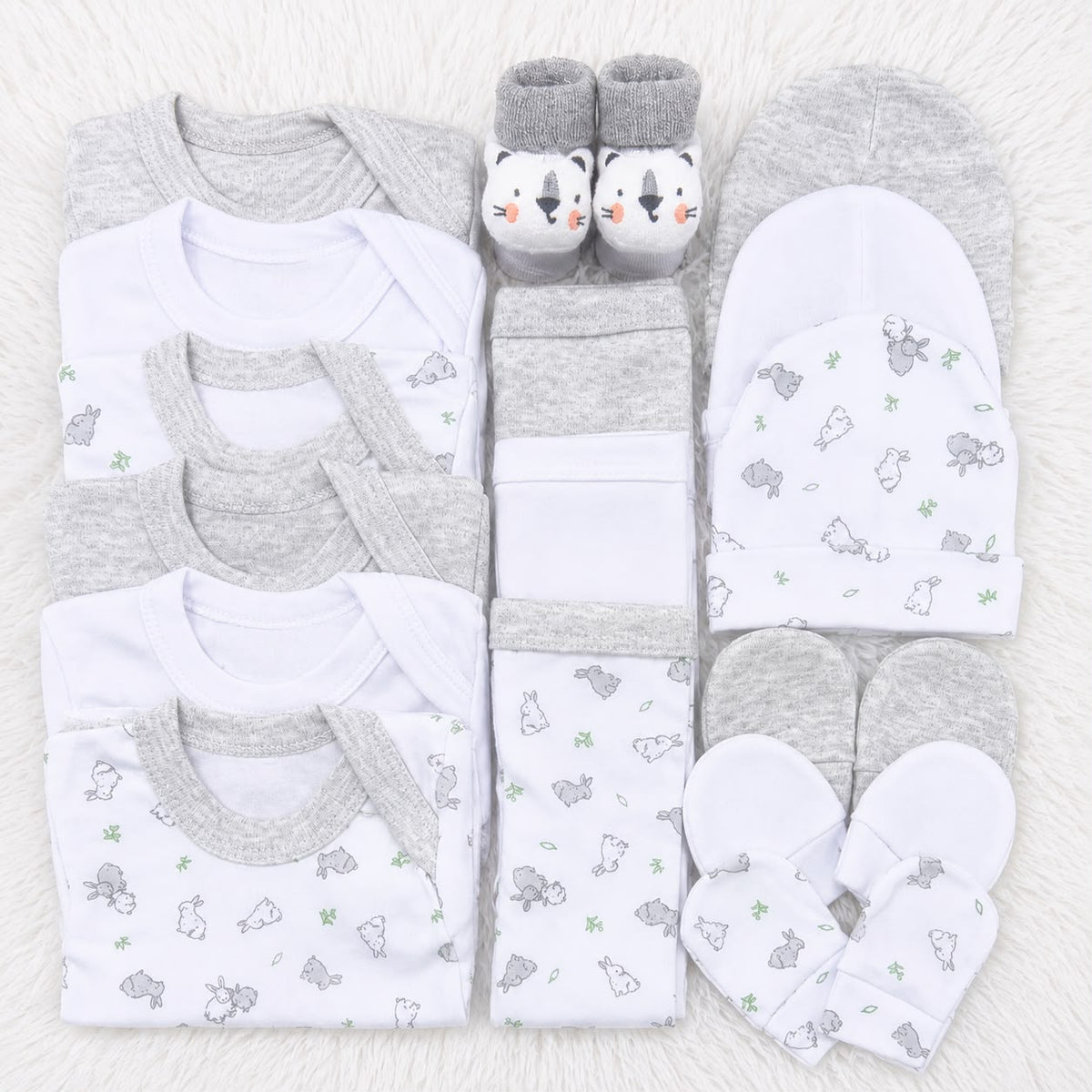 Set Ajuar Nacimiento Bebé Algodón Hipoalergenico conejito