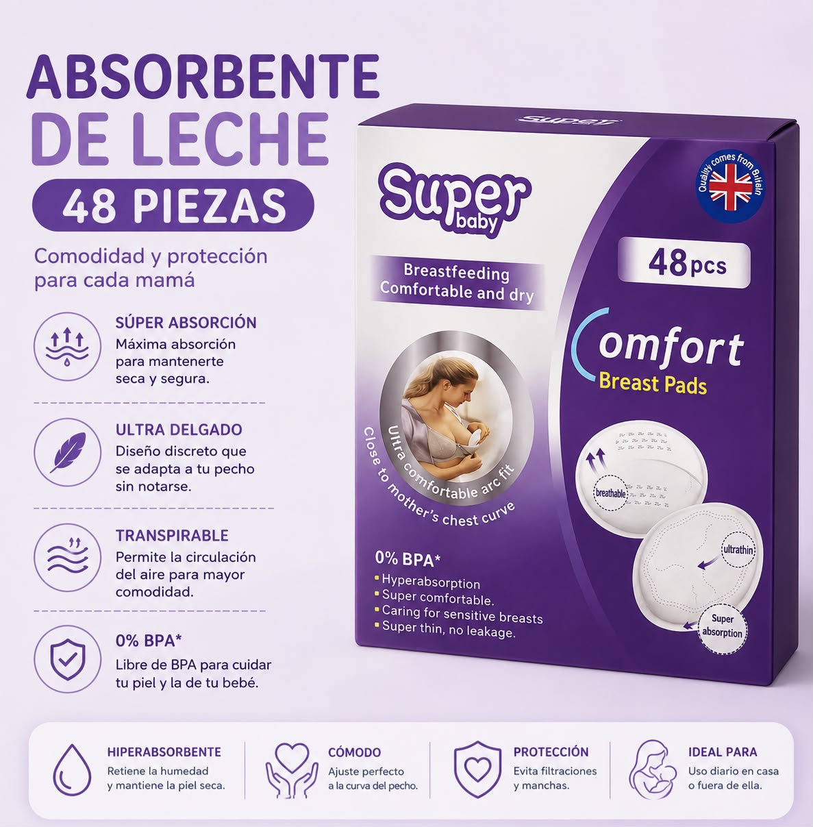 Absorbentes de Leche 48 Piezas