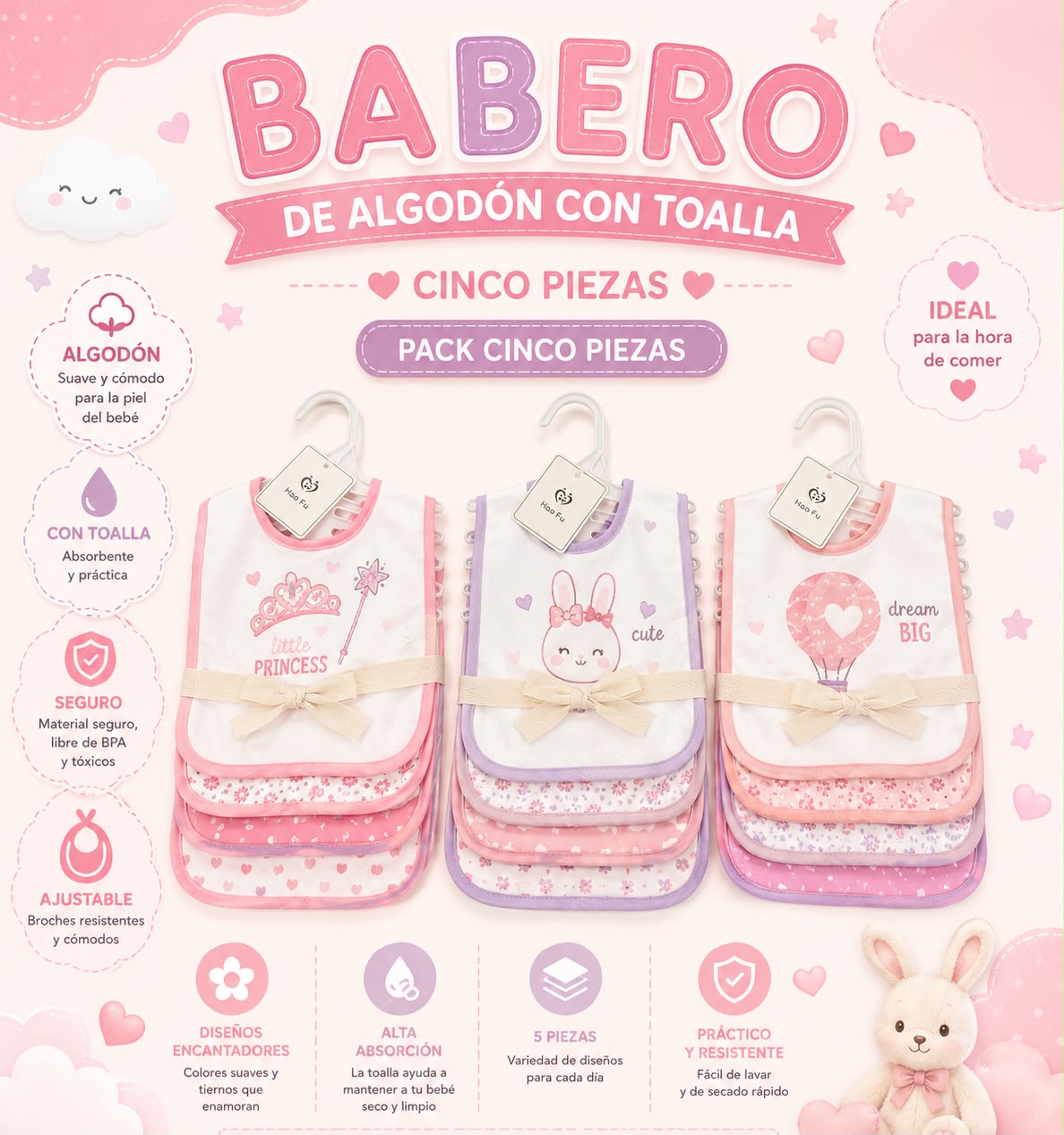 Babero pack de 5 piezas