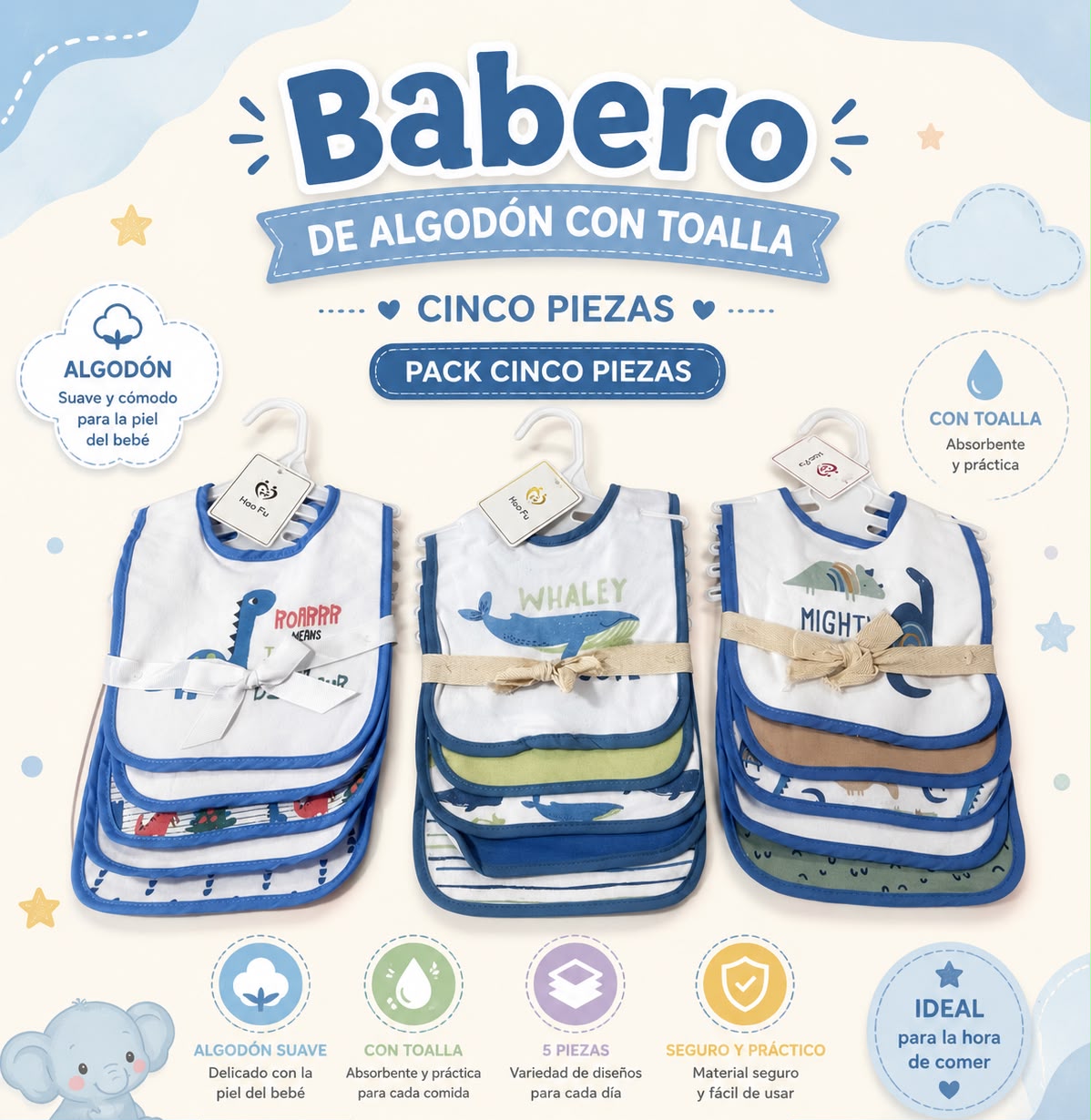 Babero pack de 5 piezas