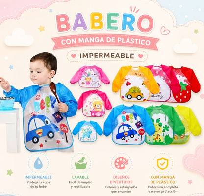 Set de 3 Baberos Manga Larga impermeable