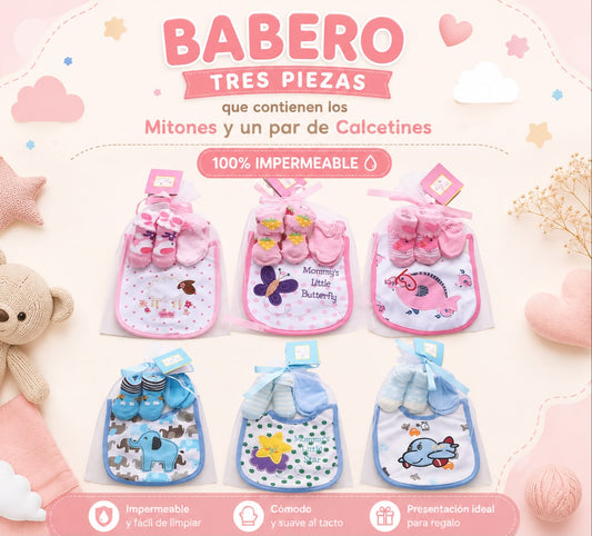 Set babero + mítones + calcetas