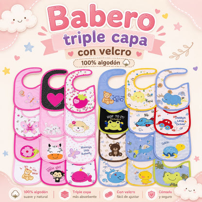 Set 3 unid Baberos triple capa