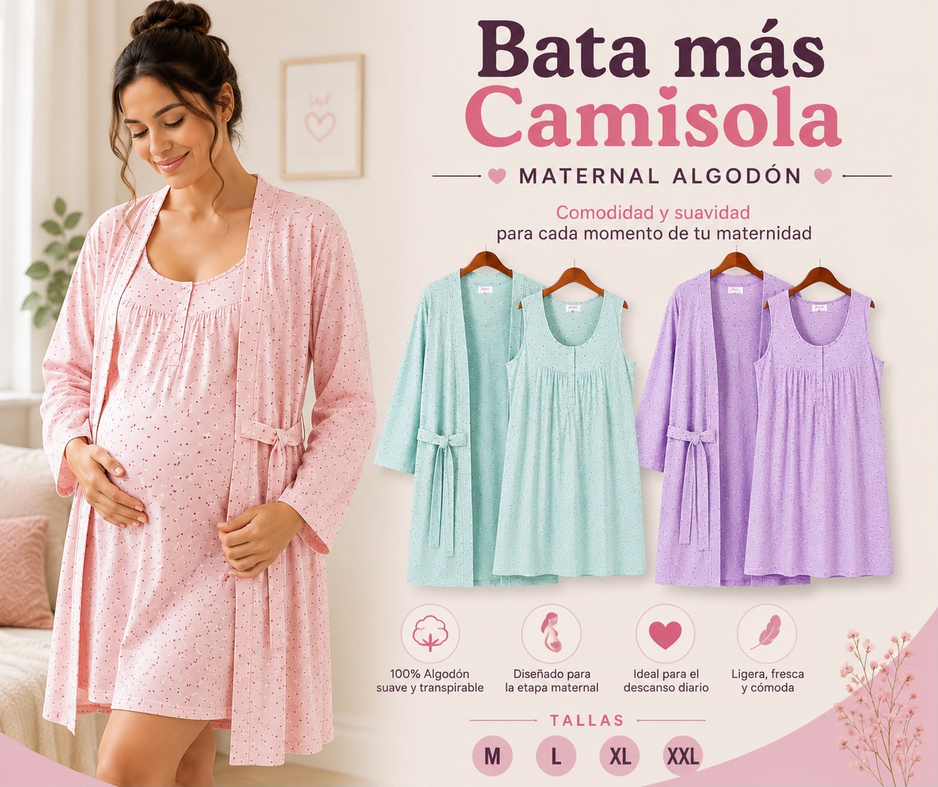 Bata mas camisola algodon