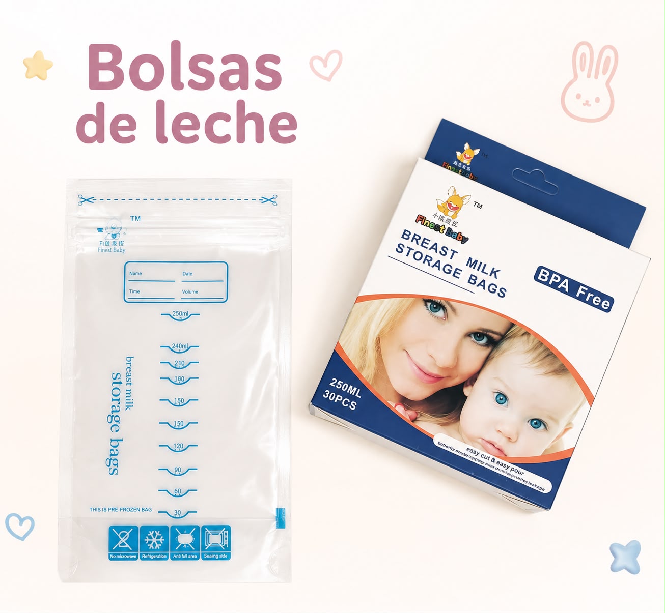 Bolsas de Leche Materna 250 ml – 30 Unidades