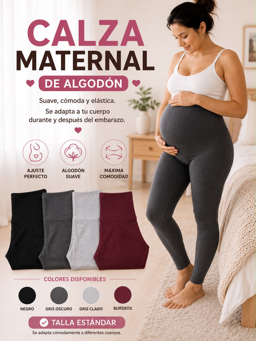 Calza maternal_ lgodon talla estandar