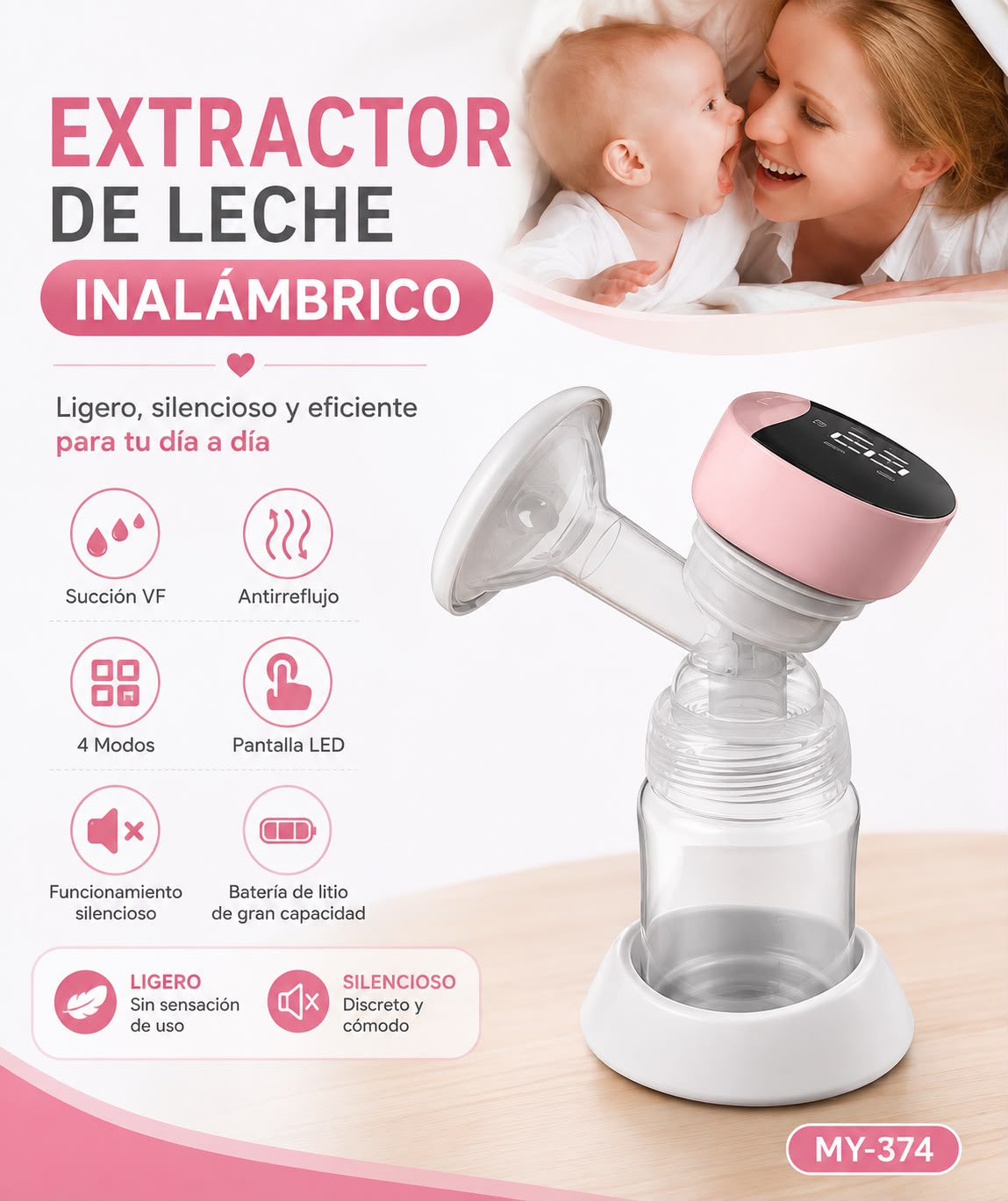 Extractor de Leche Inalámbrico MY-374