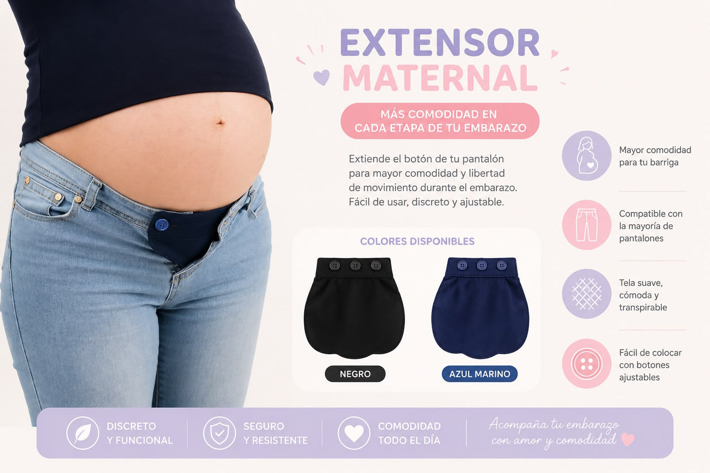 Set 2 Extensor Maternal para Pantalón