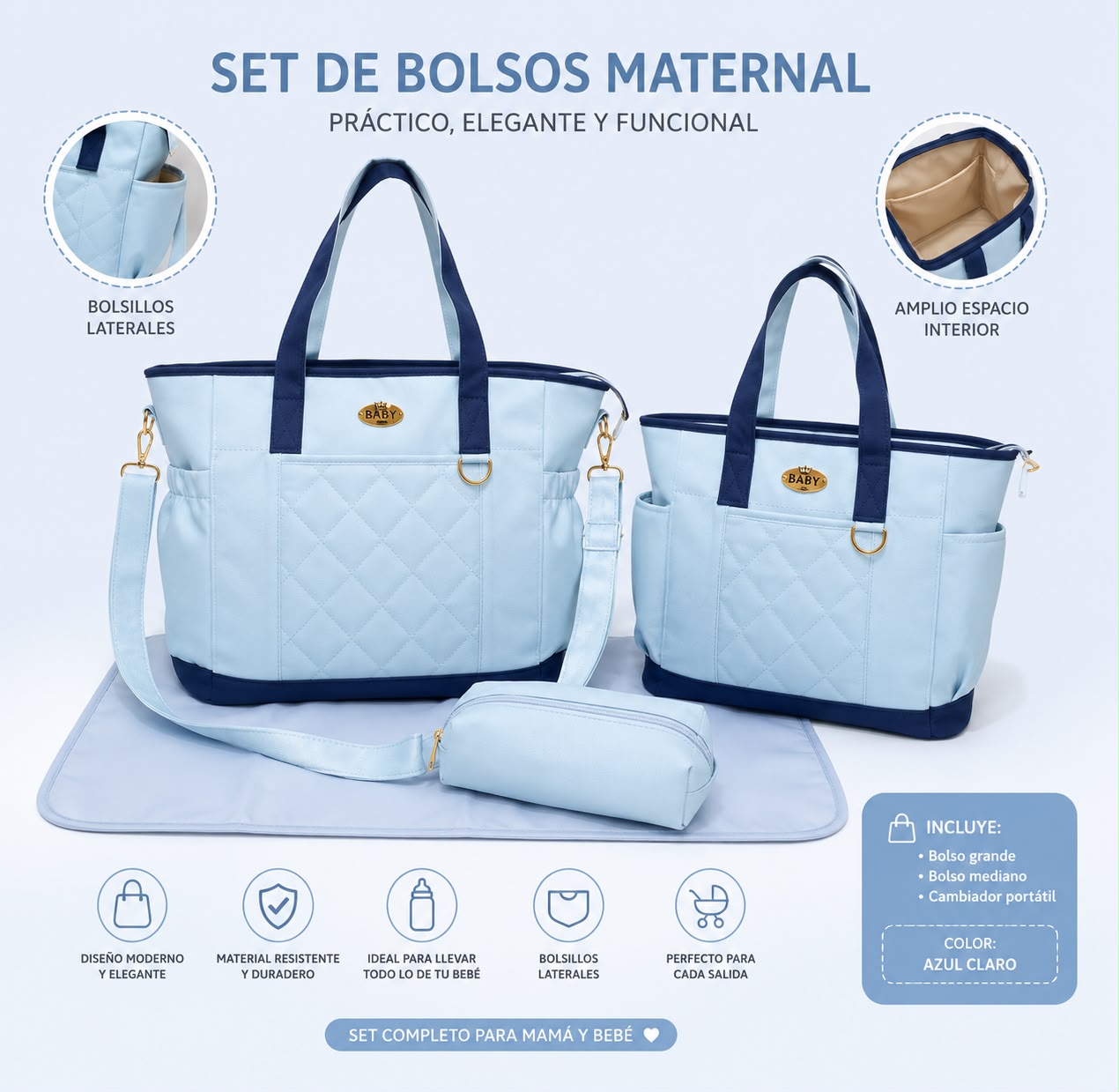 Set de 2 Bolsos Azul Claro