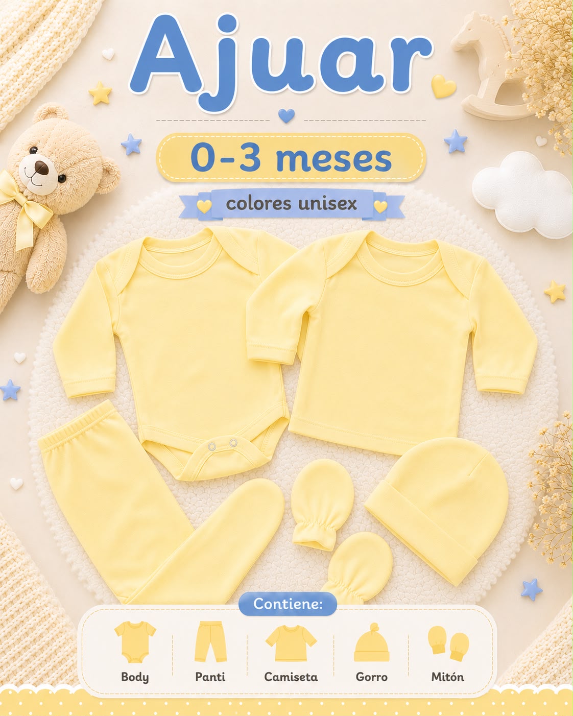 Ajuar liso Unisex 0-3