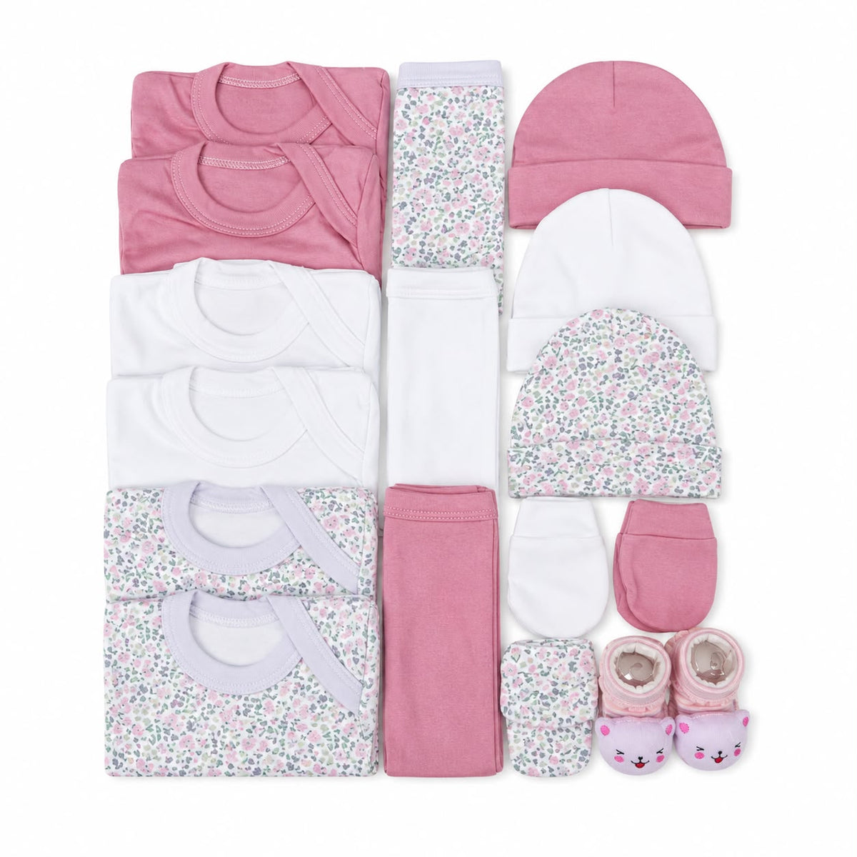 Set Ajuar Nacimiento Bebé Algodón Hipoalergenico Flor lila