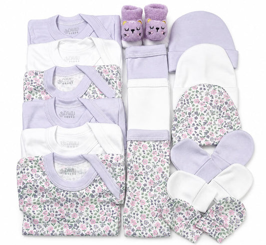 Set Ajuar Nacimiento Bebé Algodón Hipoalergenico Rosa lila