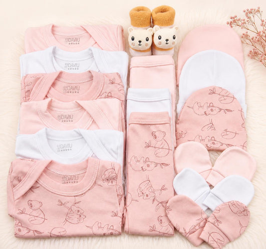 Set Ajuar Nacimiento Bebé Algodón Hipoalergenico Koala rosa